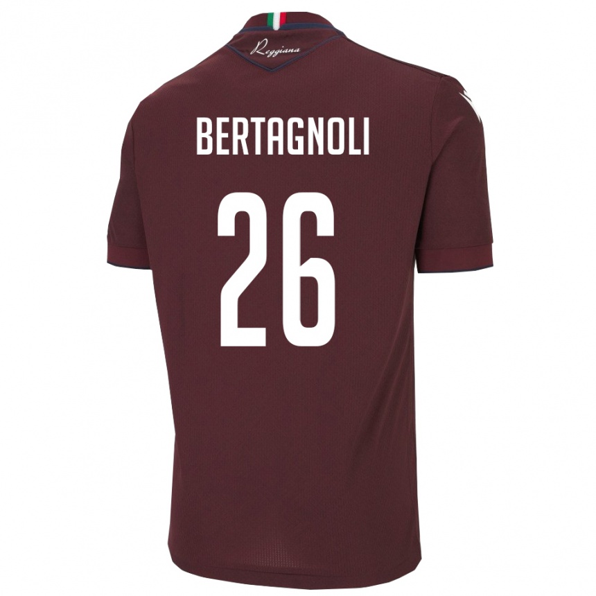 נשים כדורגל מאסימו ברטניאנולי #26 בורגונדי לבן ג'רזי ביתית 2025/26