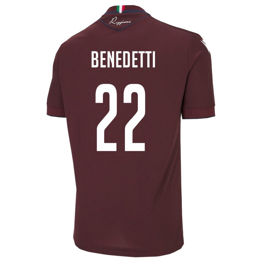 נשים כדורגל Samuele Benedetti #22 בורגונדי לבן ג'רזי ביתית 2025/26