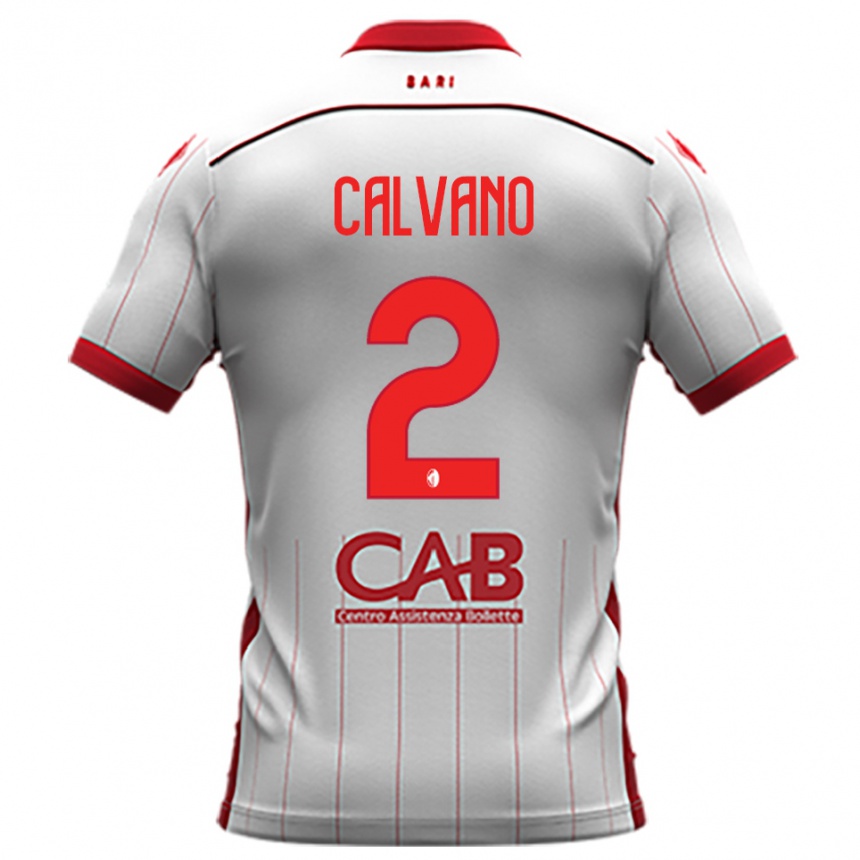 נשים כדורגל סבינו קאלבנו #2 לבן אדום ג'רזי ביתית 2025/26