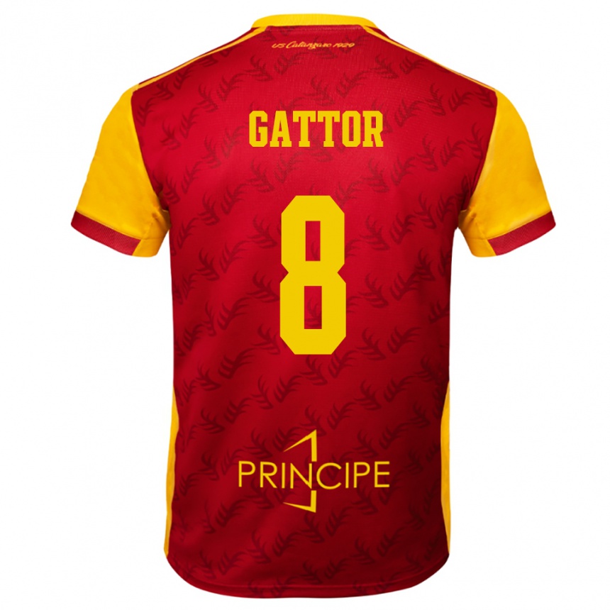 נשים כדורגל Gianluca Gattor #8 צהוב אדום ג'רזי ביתית 2025/26