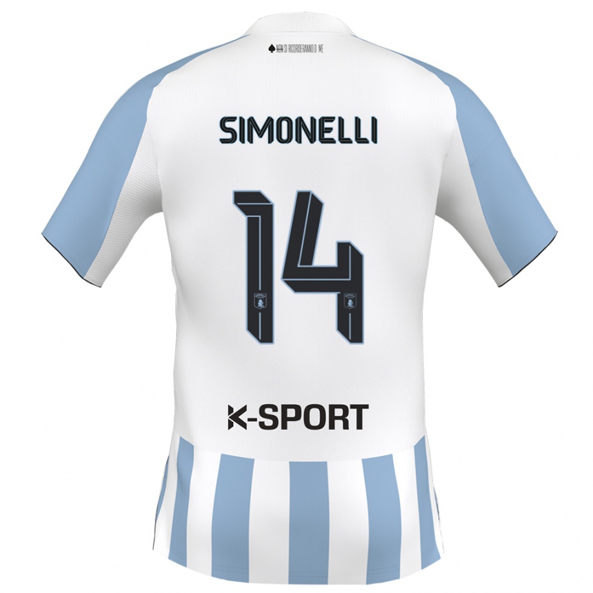 נשים כדורגל Alessandro Simonelli #14 לבן כחול שמיים ג'רזי ביתית 2025/26