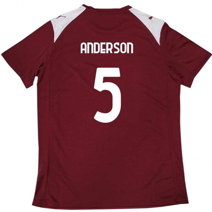 נשים כדורגל Marcus Anderson #5 בורדו לבן ג'רזי ביתית 2025/26