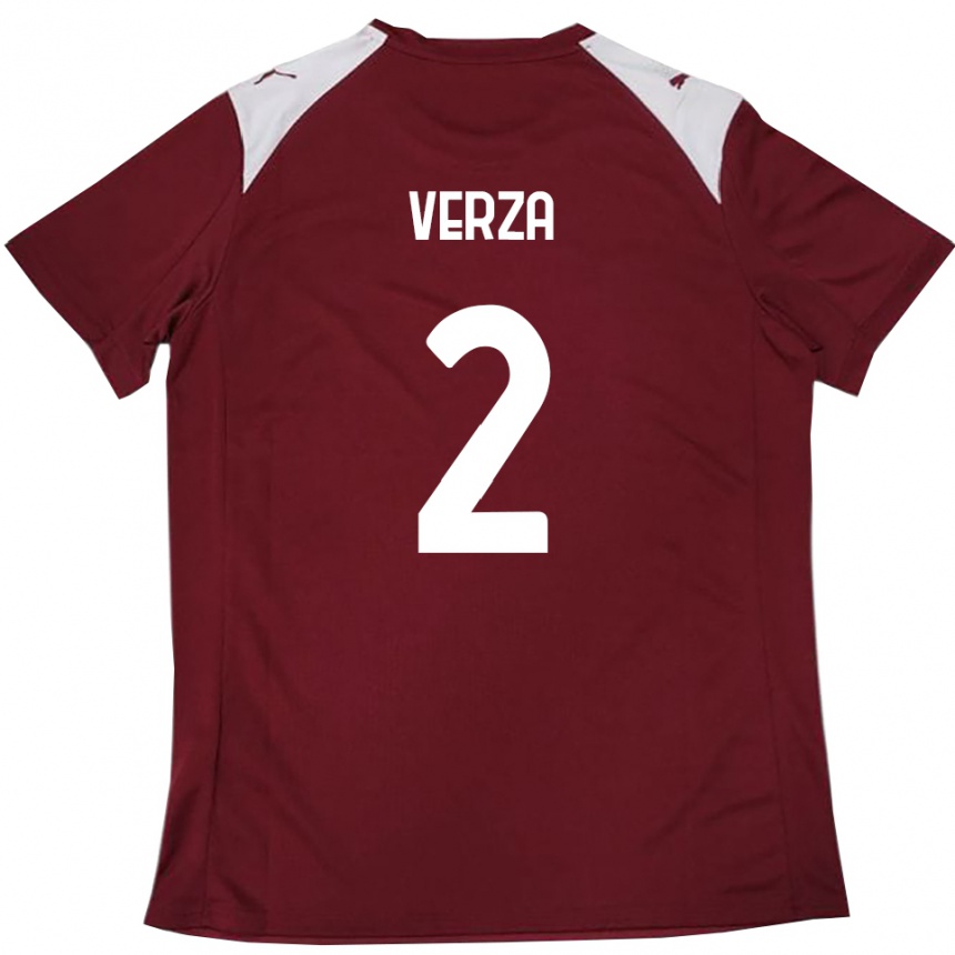 נשים כדורגל Donatello Verza #2 בורדו לבן ג'רזי ביתית 2025/26