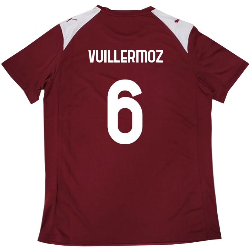 נשים כדורגל Joshua Vuillermoz #6 בורדו לבן ג'רזי ביתית 2025/26