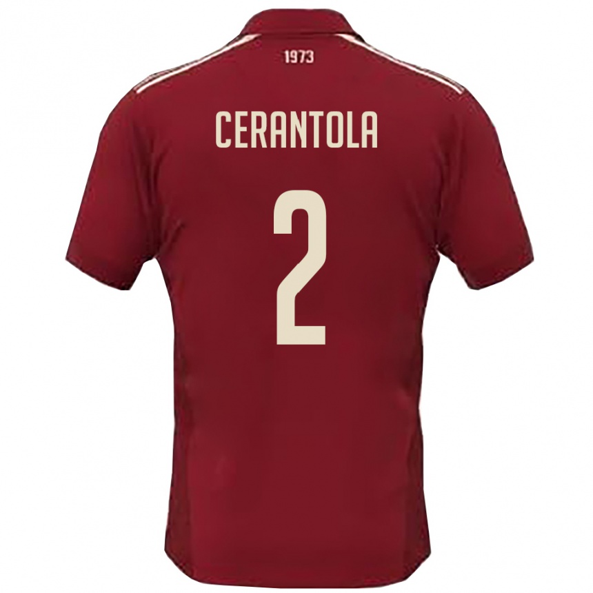 נשים כדורגל Riccardo Cerantola #2 בורדו לבן ג'רזי ביתית 2025/26