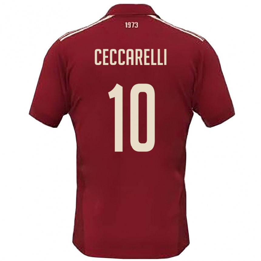 נשים כדורגל Andrea Ceccarelli #10 בורדו לבן ג'רזי ביתית 2025/26