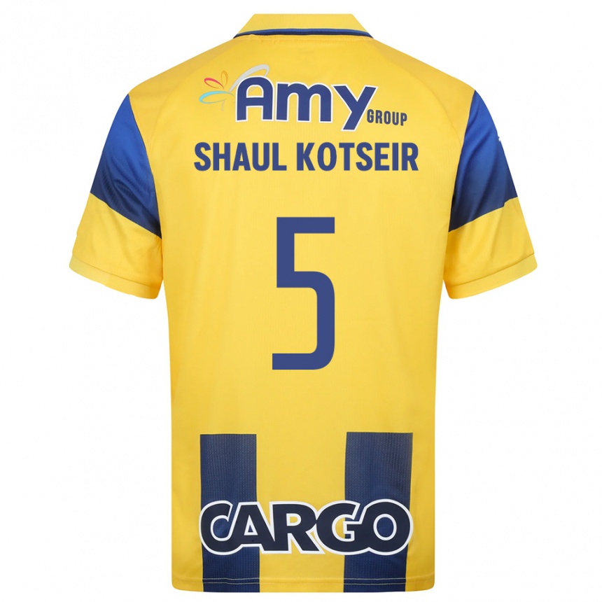 נשים כדורגל Yonathan Shaul Kotseir #5 צהוב כחול נייבי ג'רזי ביתית 2025/26