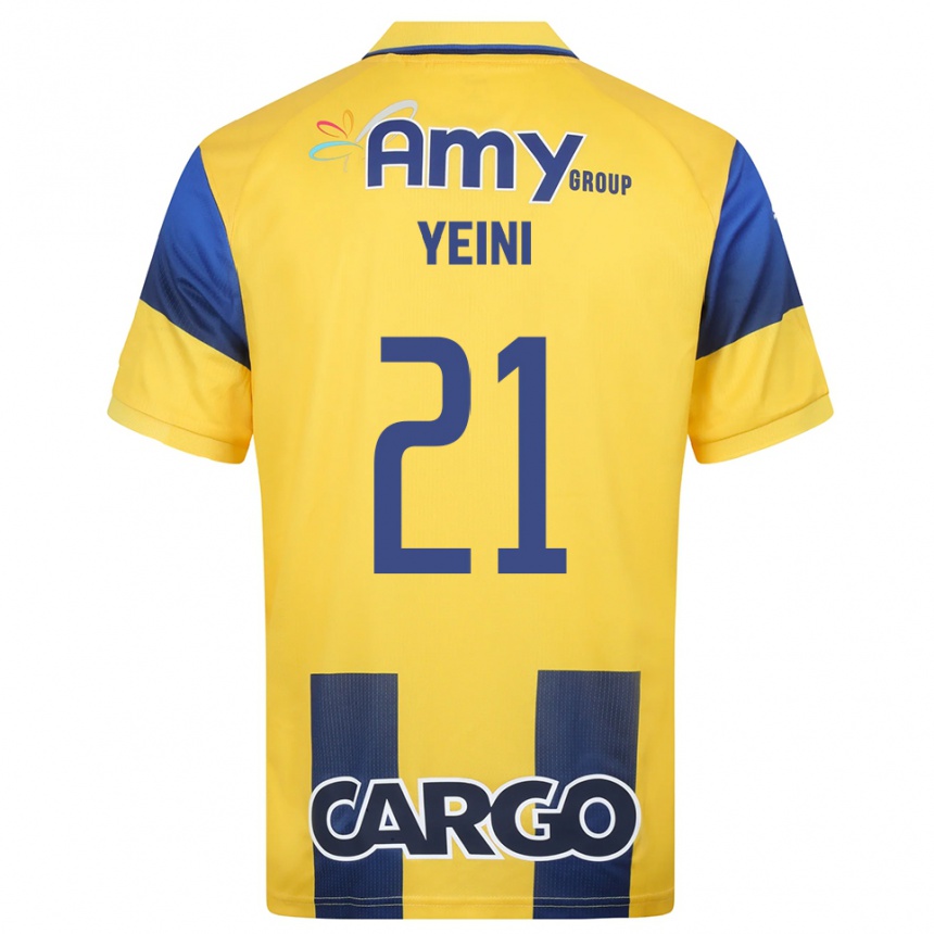 נשים כדורגל שרן ייני #21 צהוב כחול נייבי ג'רזי ביתית 2025/26