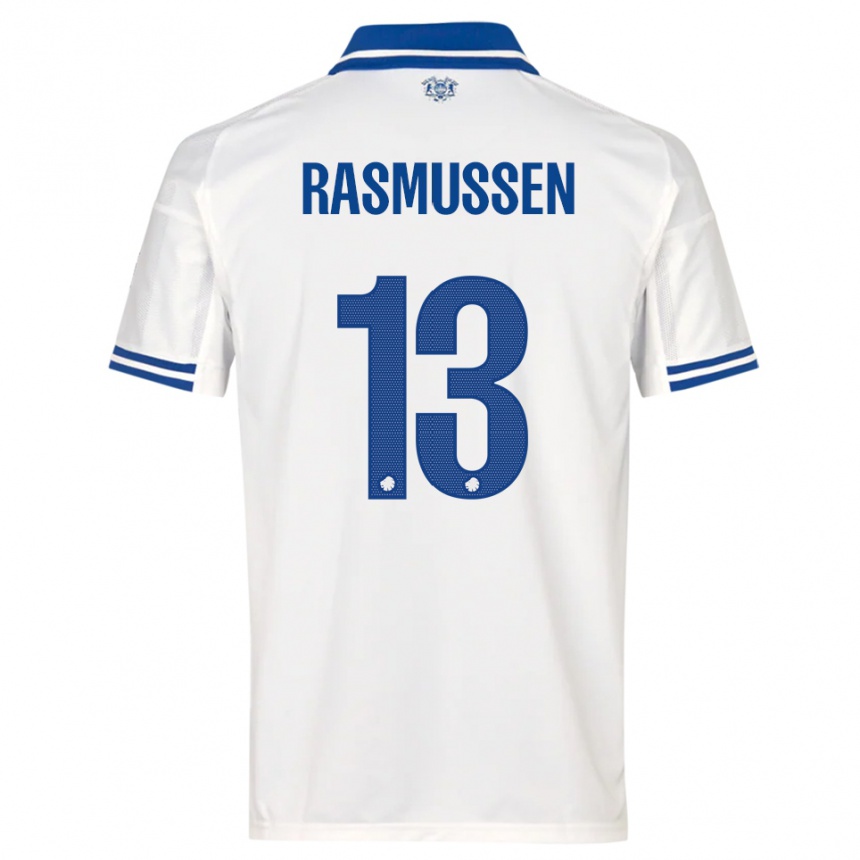 נשים כדורגל Sara Rasmussen #13 לבן כחול ג'רזי ביתית 2025/26