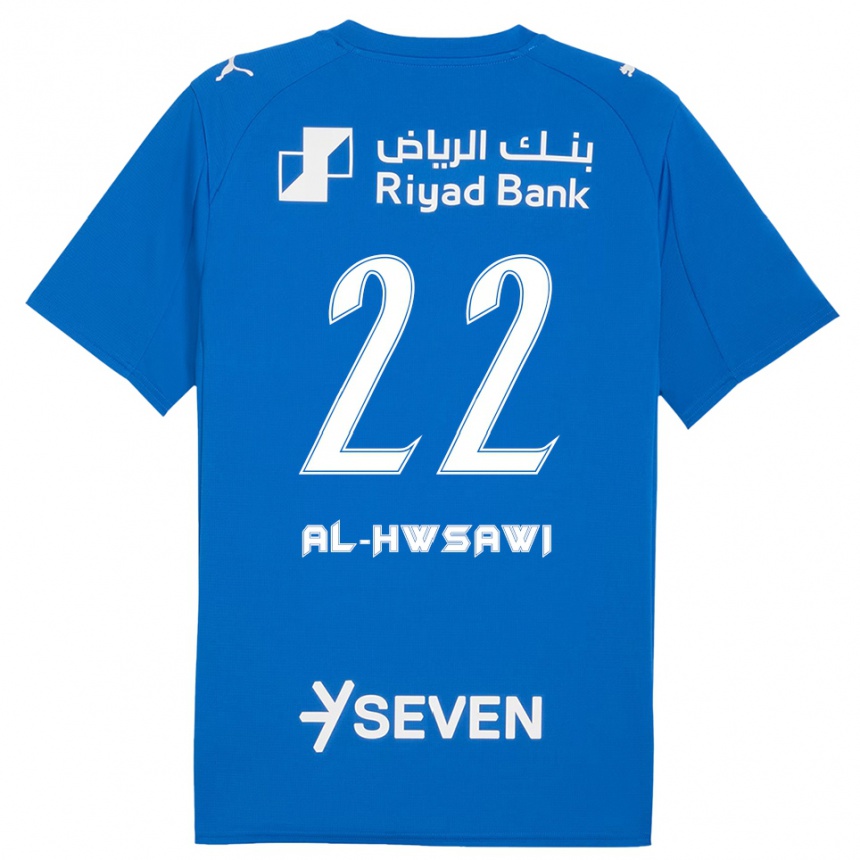נשים כדורגל Shrooq Al-Hwsawi #22 כחול לבן ג'רזי ביתית 2025/26