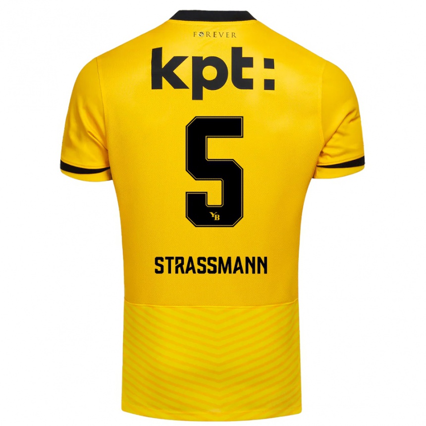 נשים כדורגל Sven Strassmann #5 צהוב שחור ג'רזי ביתית 2025/26