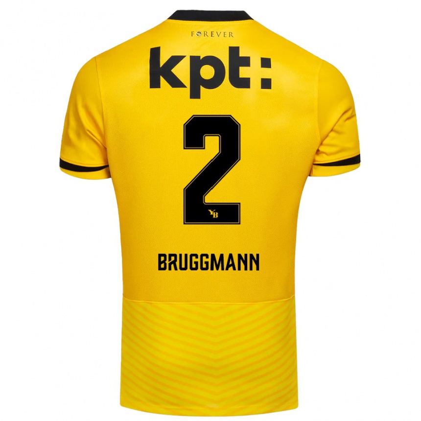 נשים כדורגל Lino Bruggmann #2 צהוב שחור ג'רזי ביתית 2025/26