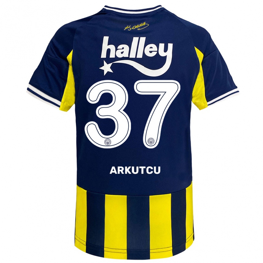 נשים כדורגל Emirhan Arkutcu #37 צהוב כחול נייבי לבן ג'רזי ביתית 2025/26