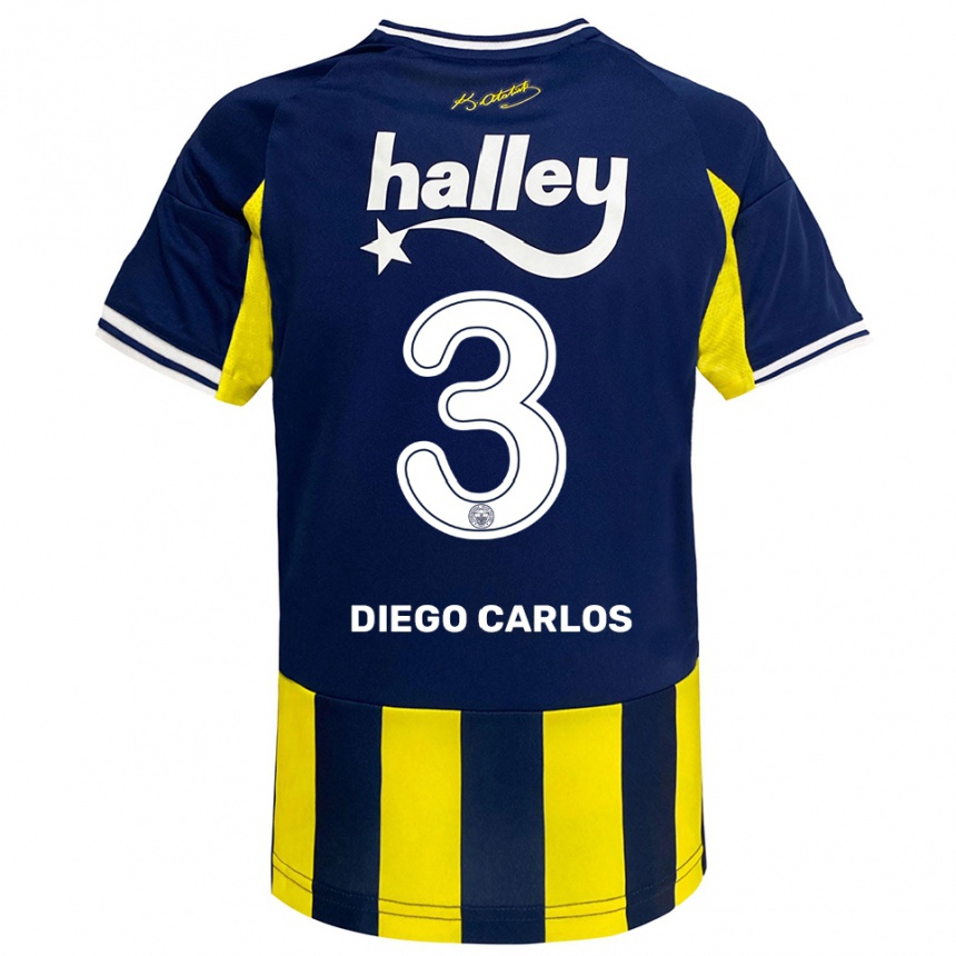 נשים כדורגל דייגו קרלוס #3 צהוב כחול נייבי לבן ג'רזי ביתית 2025/26