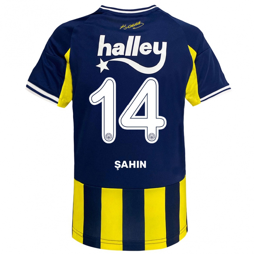 נשים כדורגל Uğur Şahin #14 צהוב כחול נייבי לבן ג'רזי ביתית 2025/26