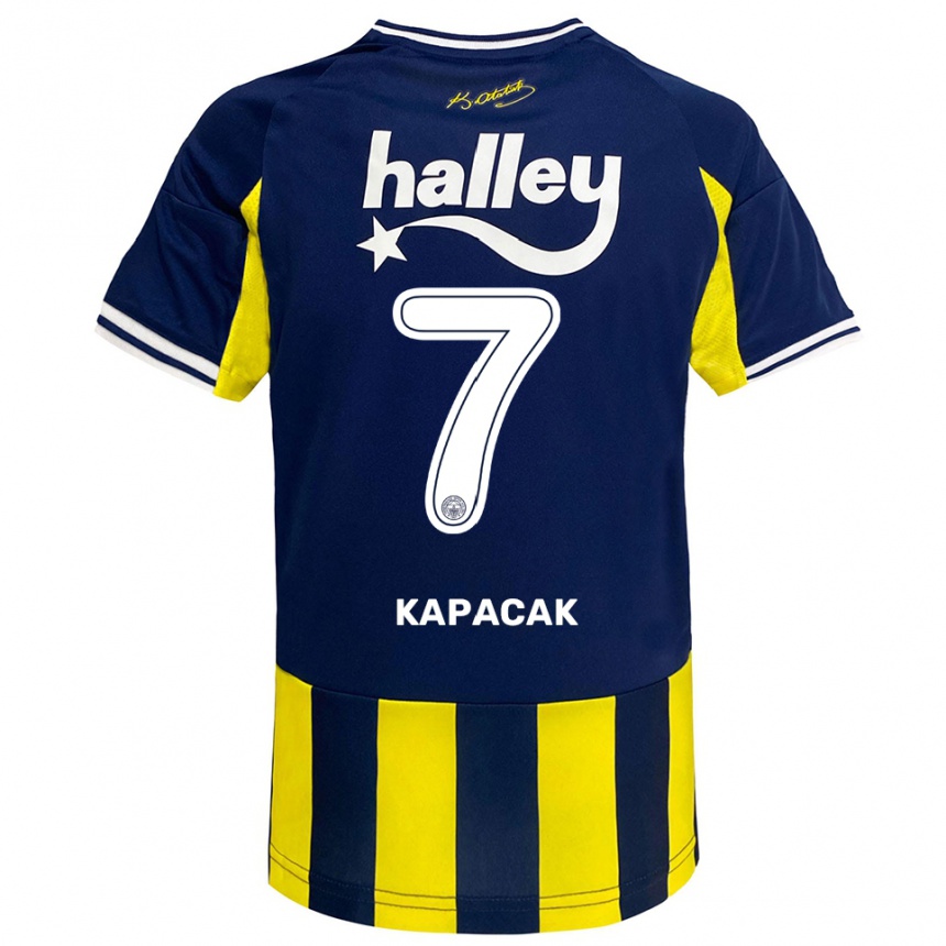 נשים כדורגל בוראק קאפאג'אק #7 צהוב כחול נייבי לבן ג'רזי ביתית 2025/26