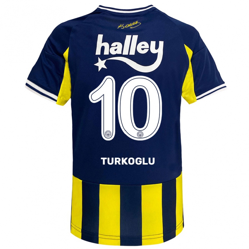 נשים כדורגל אייג׳ה טורקוגלו #10 צהוב כחול נייבי לבן ג'רזי ביתית 2025/26