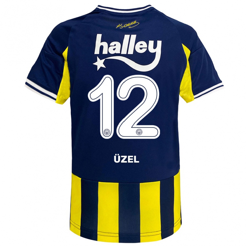 נשים כדורגל Nevzat Üzel #12 צהוב כחול נייבי לבן ג'רזי ביתית 2025/26