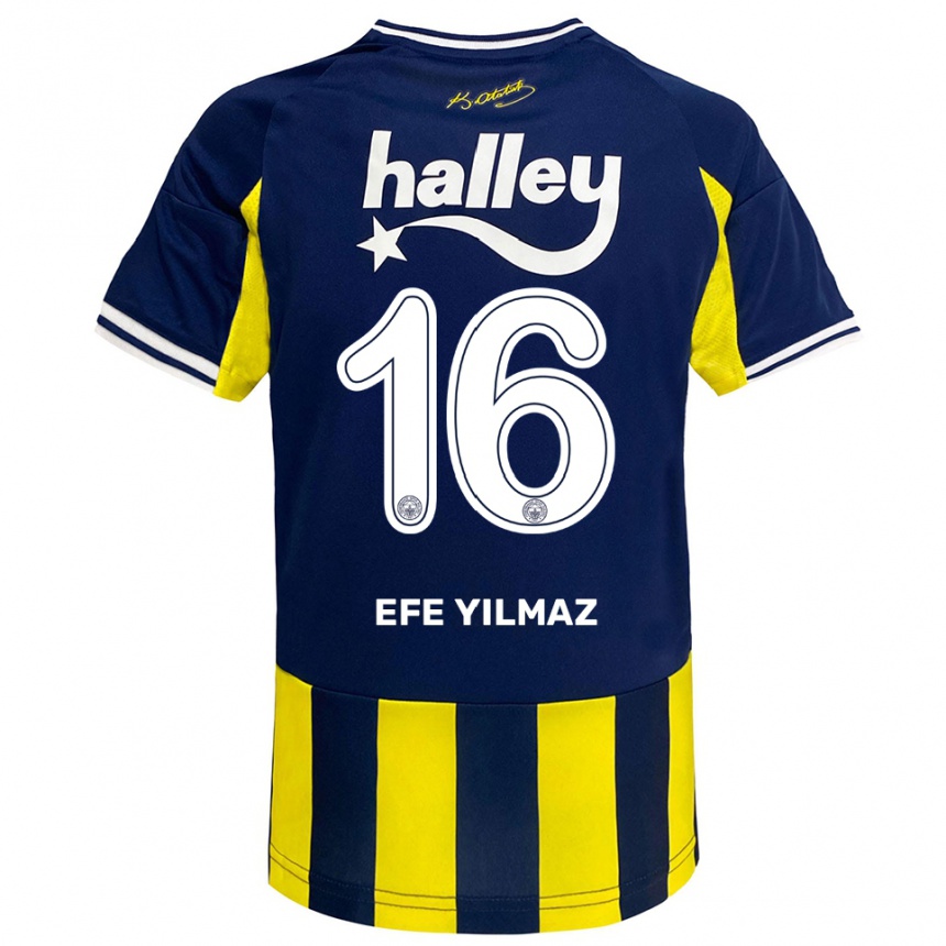 נשים כדורגל Efe Yılmaz #16 צהוב כחול נייבי לבן ג'רזי ביתית 2025/26