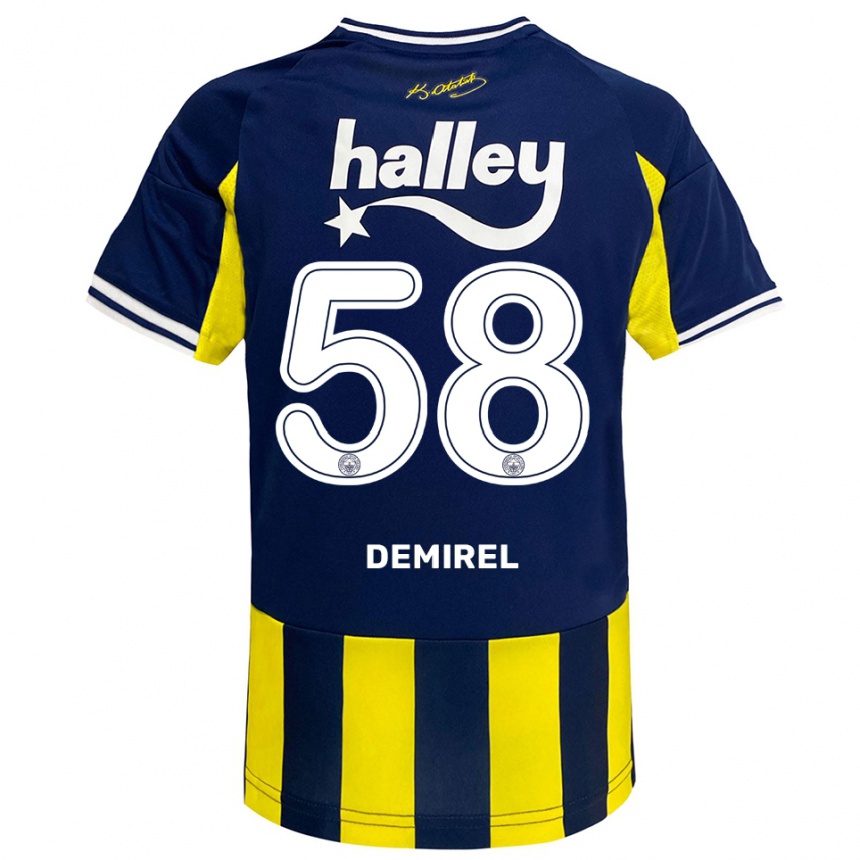 נשים כדורגל Görkem Demirel #58 צהוב כחול נייבי לבן ג'רזי ביתית 2025/26