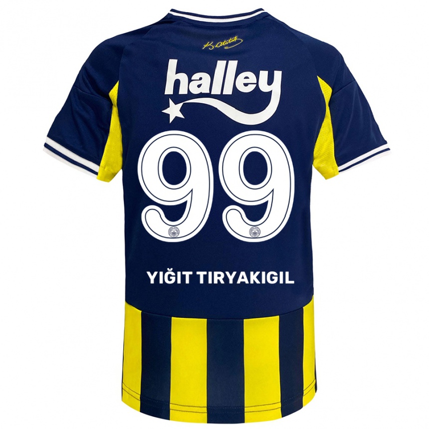 נשים כדורגל Ömer Yiğit Tiryakigil #99 צהוב כחול נייבי לבן ג'רזי ביתית 2025/26