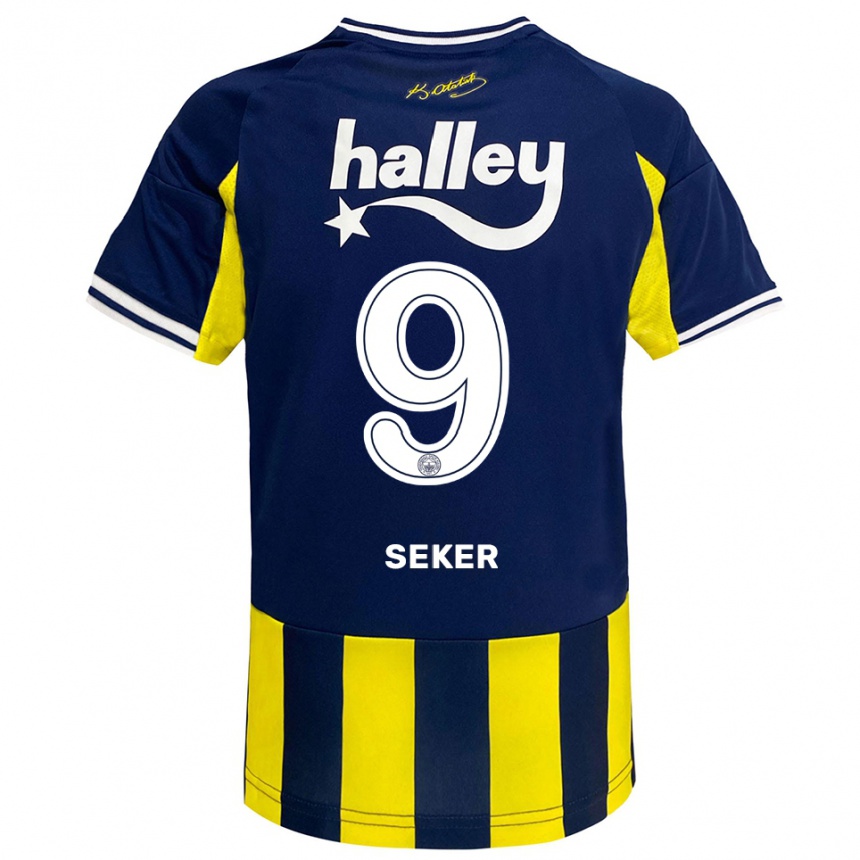 נשים כדורגל Busem Şeker #9 צהוב כחול נייבי לבן ג'רזי ביתית 2025/26