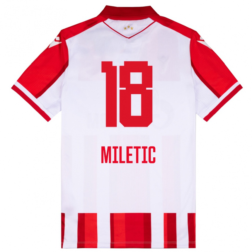 נשים כדורגל Ignjat Miletic #18 אדום לבן ג'רזי ביתית 2025/26