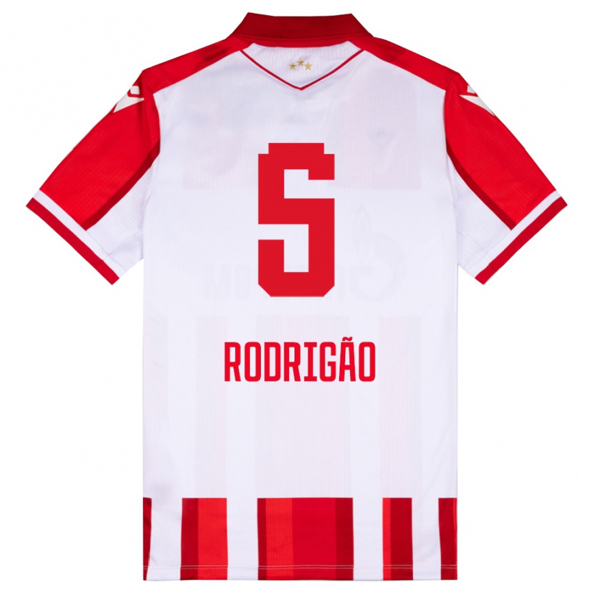 נשים כדורגל Rodrigão #5 אדום לבן ג'רזי ביתית 2025/26