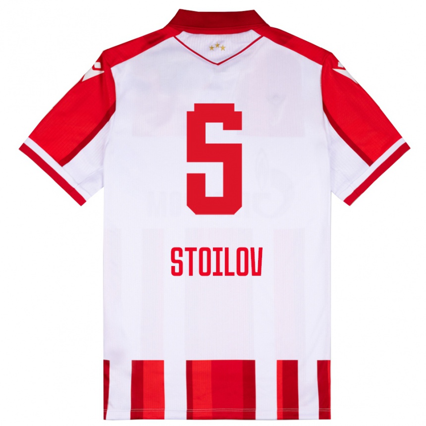 נשים כדורגל ריסטה סטוילוב #5 אדום לבן ג'רזי ביתית 2025/26
