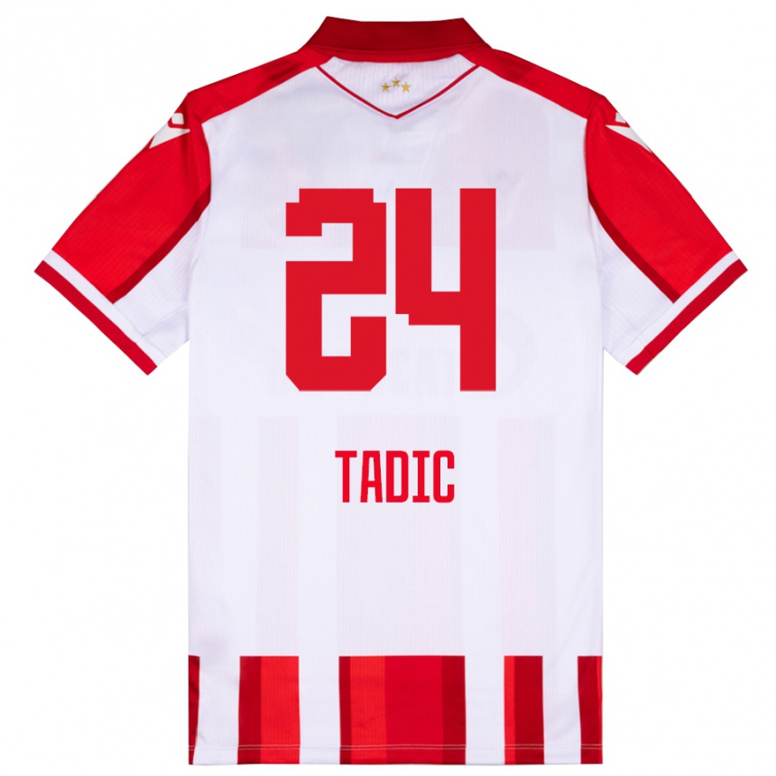 נשים כדורגל Ilija Tadic #24 אדום לבן ג'רזי ביתית 2025/26