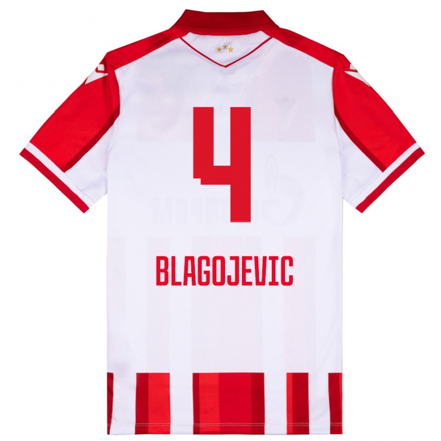 נשים כדורגל ניקשה בלאגויביץ׳ #4 אדום לבן ג'רזי ביתית 2025/26