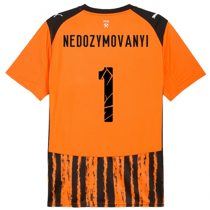 נשים כדורגל Artem Nedozymovanyi #1 כתום שחור ג'רזי ביתית 2025/26