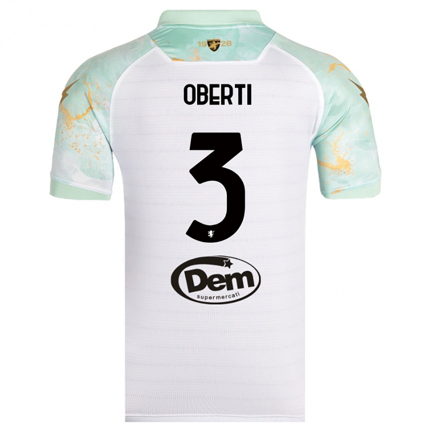 נשים כדורגל Matteo Oberti #3 לבן שחור הרחק ג'רזי 2025/26