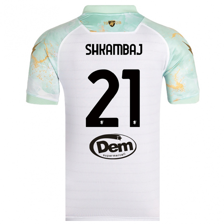 נשים כדורגל Ardit Shkambaj #21 לבן שחור הרחק ג'רזי 2025/26