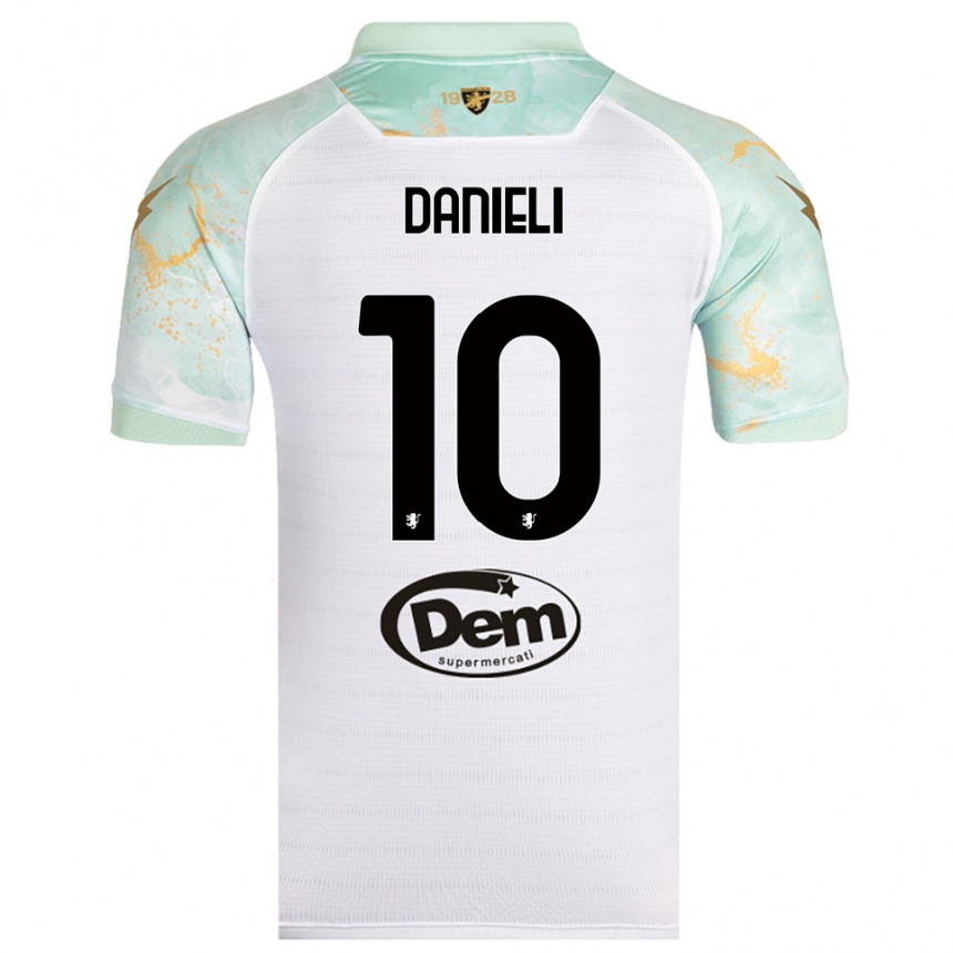 נשים כדורגל Alessio Danieli #10 לבן שחור הרחק ג'רזי 2025/26