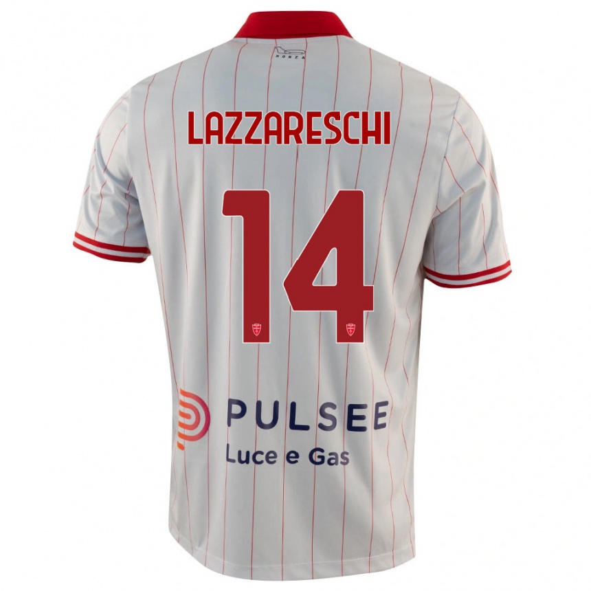 נשים כדורגל Andrea Lazzareschi #14 לבן אדום כחול הרחק ג'רזי 2025/26