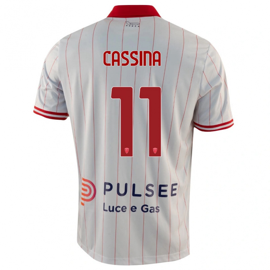 נשים כדורגל Tommaso Cassina #11 לבן אדום כחול הרחק ג'רזי 2025/26