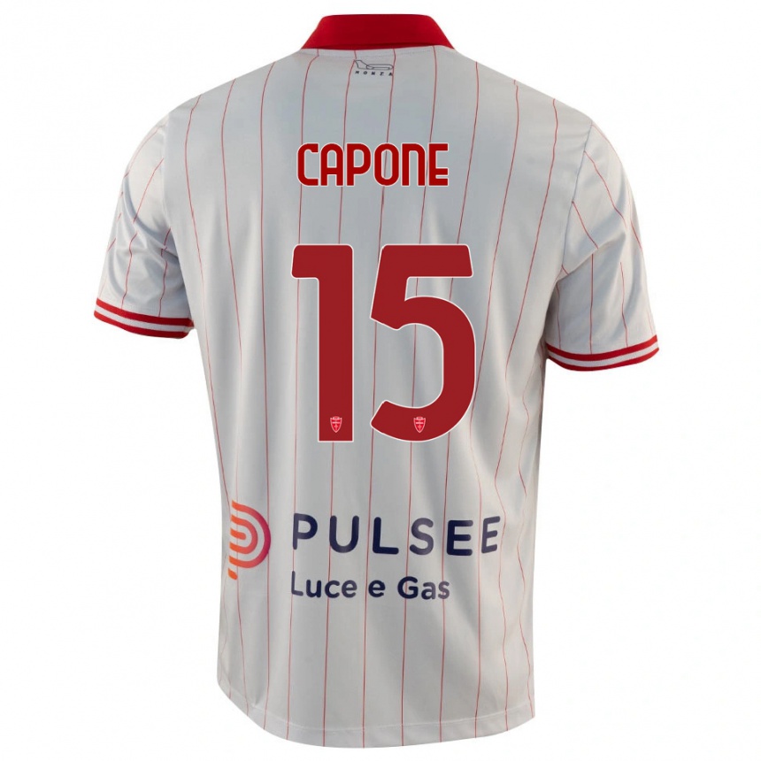 נשים כדורגל Edoardo Capone #15 לבן אדום כחול הרחק ג'רזי 2025/26