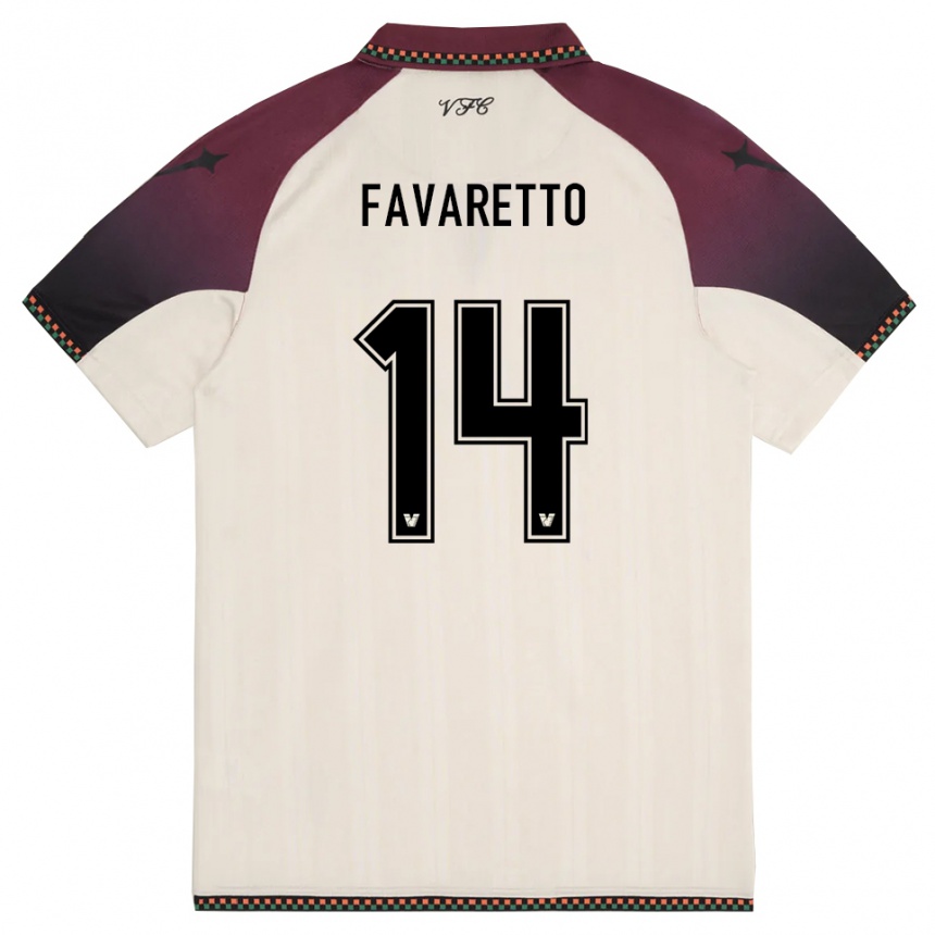 נשים כדורגל Alessio Favaretto #14 קרם בורדו הרחק ג'רזי 2025/26