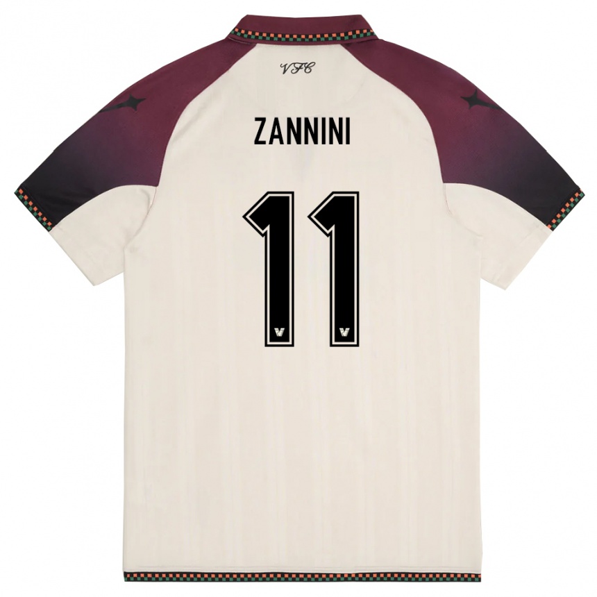 נשים כדורגל Sofia Zannini #11 קרם בורדו הרחק ג'רזי 2025/26