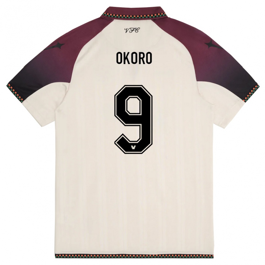 נשים כדורגל Alvin Okoro #9 קרם בורדו הרחק ג'רזי 2025/26