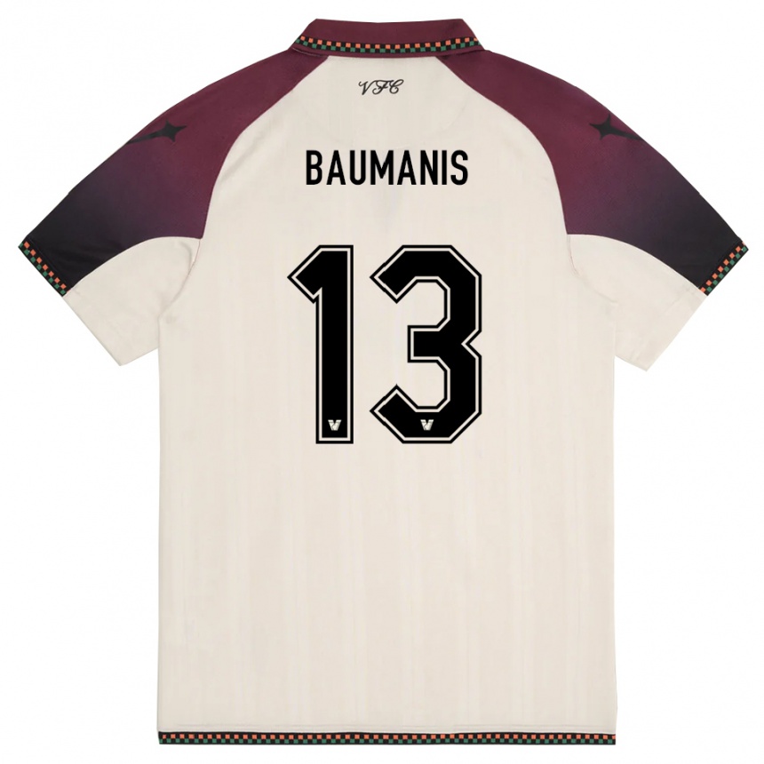 נשים כדורגל Kristofers Baumanis #13 קרם בורדו הרחק ג'רזי 2025/26