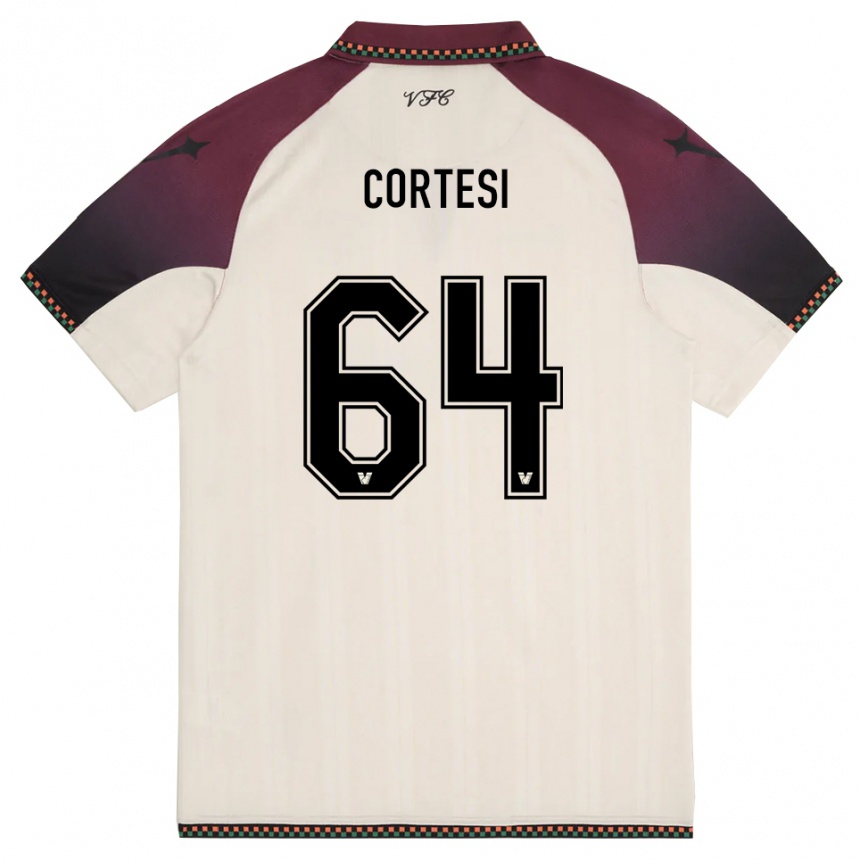 נשים כדורגל סרנה קורטזי #64 קרם בורדו הרחק ג'רזי 2025/26