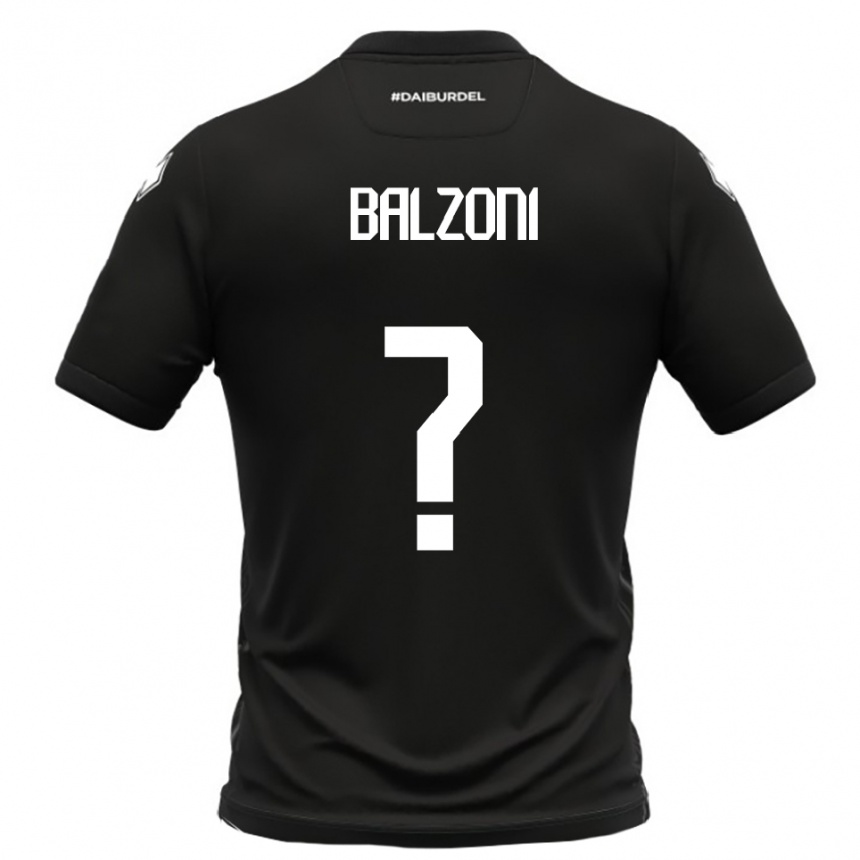 נשים כדורגל Mattia Balzoni #0 שחור לבן הרחק ג'רזי 2025/26