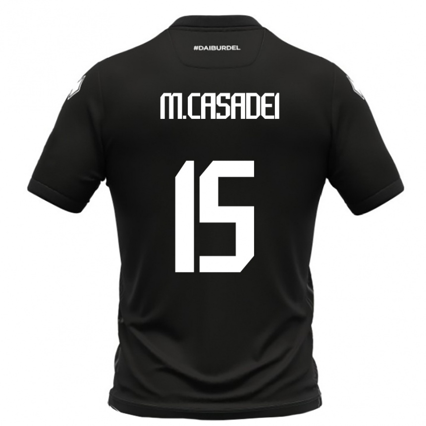 נשים כדורגל Matteo Casadei #15 שחור לבן הרחק ג'רזי 2025/26