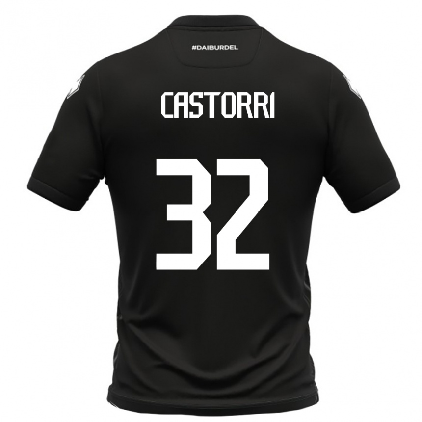 נשים כדורגל Gianmarco Castorri #32 שחור לבן הרחק ג'רזי 2025/26