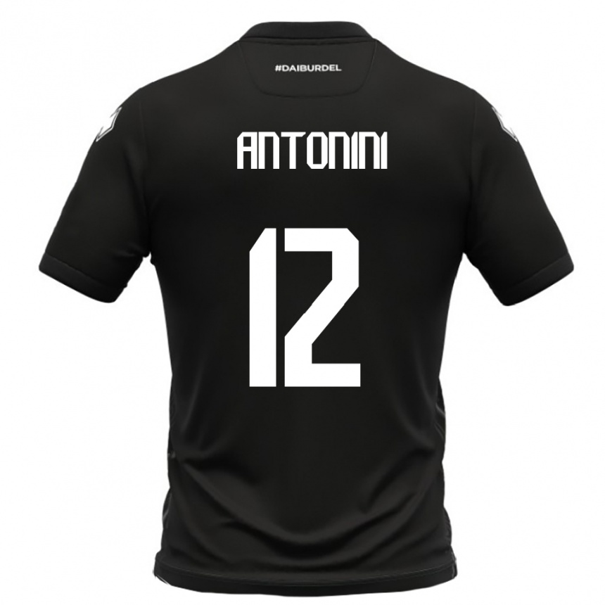 נשים כדורגל Francesco Antonini #12 שחור לבן הרחק ג'רזי 2025/26