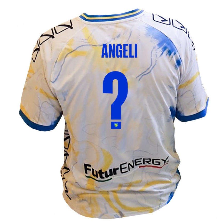 נשים כדורגל Mattia Angeli #0 לבן צהוב כחול הרחק ג'רזי 2025/26