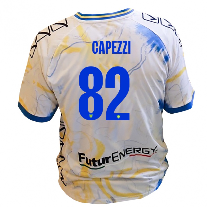 נשים כדורגל לאונרדו קאפצי #82 לבן צהוב כחול הרחק ג'רזי 2025/26