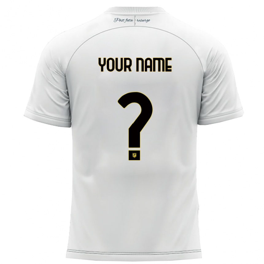 נשים כדורגל השם שלך #0 לבן צהוב הרחק ג'רזי 2025/26